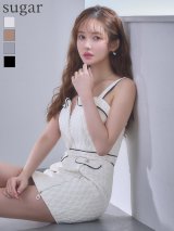 XSサイズあり【IRMA/イルマ】バイカラーパイピング/ ノースリーブ/ ジップデザイン/ ハイウエスト/ タイト/ ミニドレス/ キャバドレス[OF2A]