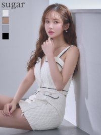 XSサイズあり【IRMA/イルマ】バイカラーパイピング/ ノースリーブ/ ジップデザイン/ ハイウエスト/ タイト/ ミニドレス/ キャバドレス[OF2A]