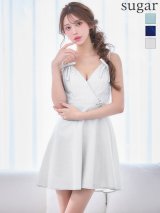 sugarオリジナルカラー・XSサイズあり【IRMA/イルマ】リボン/ パール/ ビジュー/ ラメニット/ ノースリーブ/ フレア/ ミニドレス/ キャバドレス[OF2A]