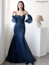 【JEAN MACLEAN/ジャンマクレーン】2way/ 袖付き/ パフスリーブ/ オフショル/ ベア/ スパンコール刺繍/ チュール/ マーメイド/ ロングドレス/ キャバドレス long[OF2A]【一部予約商品/8月下旬-9月上旬発送予定】