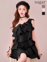 【予約商品/11月上旬発送予定】XSサイズあり【IRMA/イルマ】リボンチョーカー付き/ ワンショル/ メロウ/ シフォン/ パール/ ビジュー/ フレア/ ミニドレス/ キャバドレス[OF2A]