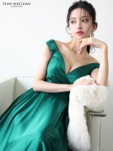 【予約商品/10月下旬発送予定】【JEAN MACLEAN/ジャンマクレーン】サテン/ ワンカラー/ Vネック/ バストタック/ ノースリーブ/ フレア/ ロングドレス/ キャバドレスlong[OF2A]