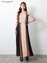 【JEAN MACLEAN/ジャンマクレーン】シフォン/ メロウ/ プリーツ/ マルチカラー/ ノースリーブ/ フレア/ ワンピース/ ロングドレス/ キャバドレスlong[OF2A]【一部予約商品/2月下旬発送予定】