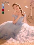 再入荷商品【JEAN MACLEAN/ジャンマクレーン】立体フラワー/ ベアトップ/ オフショルダー/ チュール/ フレア/ プリンセス/ ロングドレス/ キャバドレス long[OF2A]