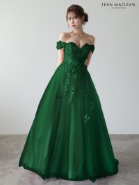 【JEAN MACLEAN/ジャンマクレーン】立体フラワー/ ベア/ オフショル/ チュール/ フレア/ プリンセス/ ロングドレス/ キャバドレス long[OF2A]【一部予約商品/4月上旬発送予定】