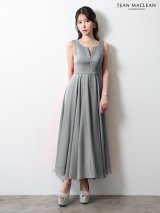 【予約商品/11月下旬発送予定】【JEAN MACLEAN/ジャンマクレーン】サテン/ ネックビジュー/ バストジップ/ ノースリーブ/ フレア/ ロングドレス/ キャバドレスlong[OF2A]