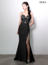 【JEAN MACLEAN/ジャンマクレーン】シンプル/ ストレッチ/ ラメニット/ キャミソール/ ビジュー/ ビーズ刺繍/ スリット/ タイト/ ロングドレス/ キャバドレスlong[OF2A]