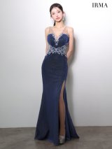 【予約商品/11月下旬発送予定】【IRMA/イルマ】ラメニット/ ビーズ刺繍/ ビジュー/ シアー/ ストレッチ/ ノースリーブ/ スリット/ ロングドレス/ キャバドレス long[OF2A]