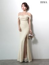 【IRMA/イルマ】スパンコール/ ラメニット/ オフショル/ キャミソール/ タイト/ スリット/ ロングドレス/ キャバドレス long[OF2A]