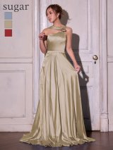 【JEAN MACLEAN/ジャンマクレーン】ワンショル/ ストール/ サテン/ フレア/ ロングドレス/ キャバドレスlong[OF2A]