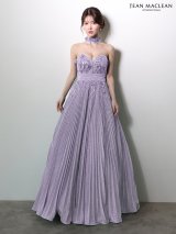 【JEAN MACLEAN/ジャンマクレーン】チョーカー付き/ ラメ/ プリーツ/ 立体フラワー/ ベア/ フレア/ Aライン/ プリンセス/ ロングドレス/ キャバドレス long[OF2A]