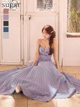 【JEAN MACLEAN/ジャンマクレーン】チョーカー付き/ ラメ/ プリーツ/ 立体フラワー/ ベア/ フレア/ Aライン/ プリンセス/ ロングドレス/ キャバドレス long[OF2A]