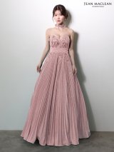 【JEAN MACLEAN/ジャンマクレーン】チョーカー付き/ ラメ/ プリーツ/ 立体フラワー/ ベア/ フレア/ Aライン/ プリンセス/ ロングドレス/ キャバドレス long[OF2A]