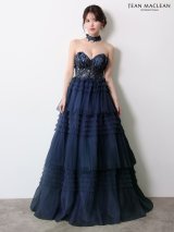 【JEAN MACLEAN/ジャンマクレーン】チョーカー付き/ 立体フラワー/ 刺繍/ シアー/ ベア/ ティアードフリル/ Aライン/ フレア/ プリンセス/ ロングドレス/ キャバドレス long[OF2A]