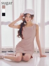 XSサイズあり【IRMA/イルマ】ネックビジュー/ ラインストーン/ ノースリーブ/ ワンカラー/シンプル/ フレア/ ミニドレス/ キャバドレス[OF2A]