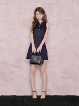 【予約商品/10月中旬発送予定】【DEA./ディア】プリーツ/ サテン/ カラー/ 襟付き/ ノースリーブ/ タック/ フレア/ ミニドレス/ キャバドレス[OF08]