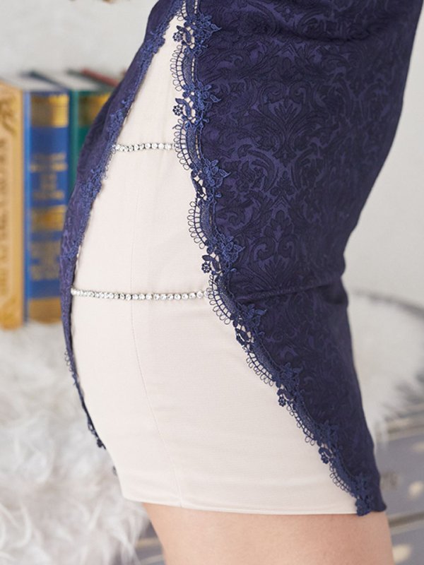 画像3: XLサイズあり【Alice/アリス】総レース/ 七分袖/ 長袖/ ワンショルデザイン/ アシンメトリー/ タイト/ ミニドレス/ キャバドレス【HC03】