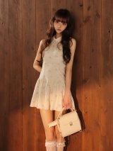 【予約商品/11月上旬発送予定】【ROBE de FLEURS/ローブドフルール】フラワーステッチ/ ベロア/ ノースリーブ/ ストレッチ/ ミニドレス/ キャバドレス[OF08]