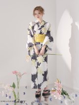 【予約商品/5月下旬発送予定】浴衣3点セット 浴衣・帯・帯紐　【Glossy/グロッシー】Modern Dahlia Yukata/フラワープリント浴衣[OF08]