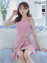 XSサイズあり【IRMA/イルマ】ラメニット/ ワンショルダー/ ショルダービジュー/ アシンメトリー/ ラップデザイン/ タイト/ ミニドレス/ キャバドレス[OF2A]【一部予約商品/6月中旬発送予定】