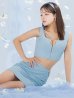 ブルー モデル：如月れい　身長：156cm　着用サイズ：Sサイズ