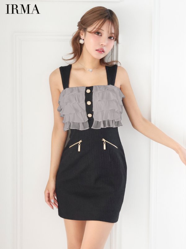 グレーxブラック モデル：如月れい　身長：156cm　着用サイズ：Sサイズ