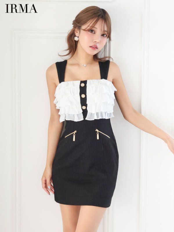 ホワイトxブラック モデル：如月れい　身長：156cm　着用サイズ：Sサイズ