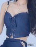 インディゴデニム　モデル：まおちゃる　身長：158cm　着用サイズ：Sサイズ