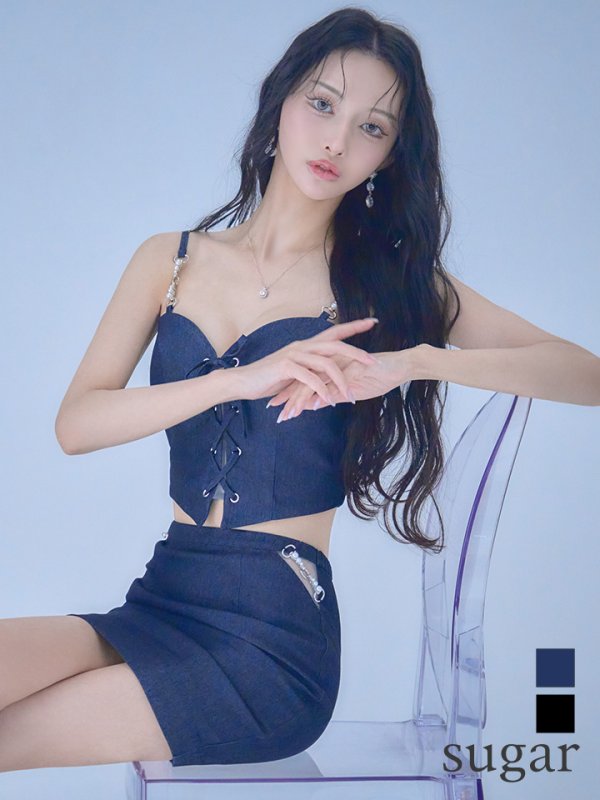 インディゴデニム　モデル：まおちゃる　身長：158cm　着用サイズ：Sサイズ