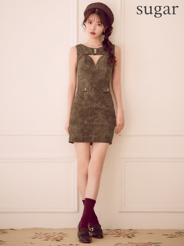 画像12: sugarオリジナルカラー・XSサイズあり【IRMA/イルマ】コーデュロイ/ ノースリーブ/ バストカットアウト/ ハイウエスト/ タイト/ ミニドレス/ キャバドレス[OF2A]