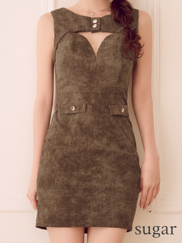 画像13: sugarオリジナルカラー・XSサイズあり【IRMA/イルマ】コーデュロイ/ ノースリーブ/ バストカットアウト/ ハイウエスト/ タイト/ ミニドレス/ キャバドレス[OF2A]