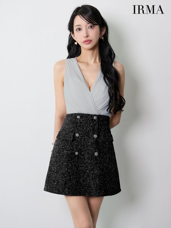 グレーxブラック モデル：まおちゃる　身長：158cm　着用サイズ：Sサイズ