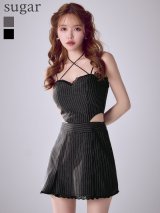 XSサイズあり【IRMA/イルマ】スカラップレース/ リボンチョーカー/ キャミソール/ ウエストカットアウト/ フレア/ ミニドレス/ キャバドレス[OF2A]