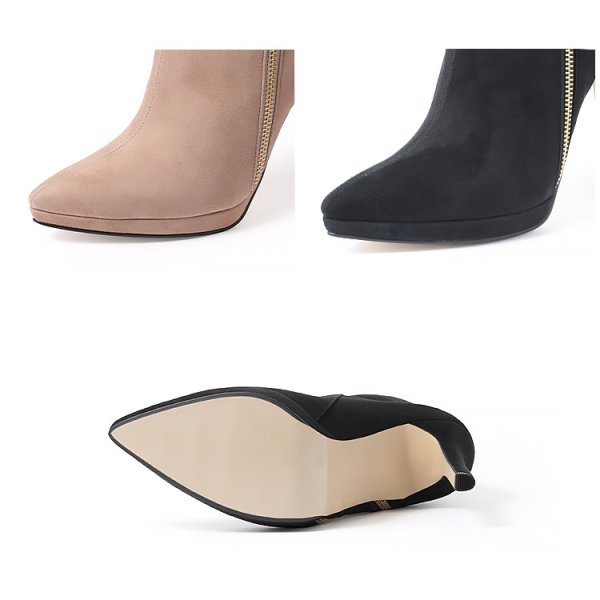 画像13: 【COMEX】 2color/ 11cmヒール/ ショートブーツ/ ハイヒール/ ポインテッドトゥ/ 外ファスナー/ ピンヒール/ ブーツ[OF02JH]