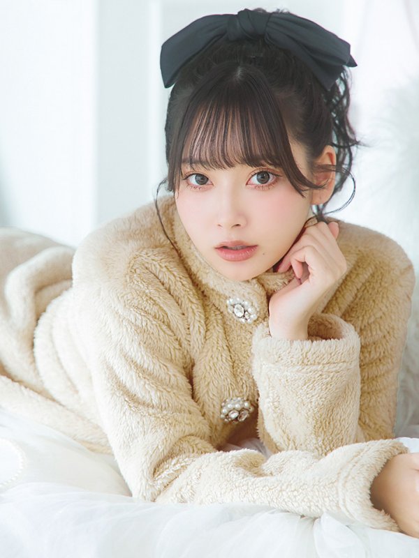 画像6: 【小物SALE】【ルームウェア】もこもこ/ パールボタン/ ハイネック/ 長袖/ ポケット付き/ パンツ/ セットアップ/ ルームウエア[HC02]