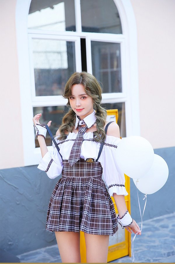 画像11: 【即日発送】オフショル女子高生/ミニスカJK《ハロウィンコスプレ8点セット》【Malymoon/マリームーン】[HC02]