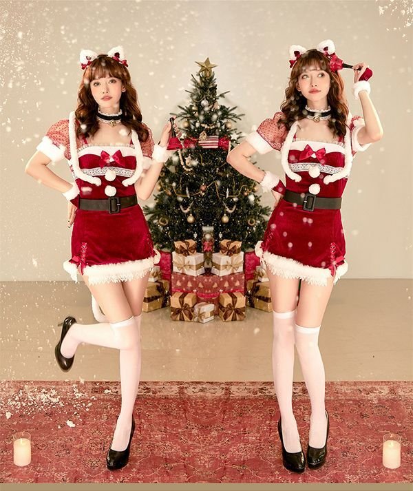 画像6: 【即日発送】【クリスマスコスプレ7点セット】【Malymoon/マリームーン】ポンポン猫耳サンタ【フリーサイズ/1カラー】[YMT]