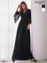 【予約商品/1月下旬発送予定】Lサイズあり【JEAN MACLEAN/ジャンマクレーン】シフォン/ プリーツ/ ロングスリーブ/ シアー/ フレア/ ロングドレス/ キャバドレス long[OF2A]