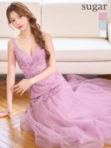 【JEAN MACLEAN/ジャンマクレーン】ビーズ/ フラワー刺繍/ スパンコール/ チュール/ ノースリーブ/ マーメイド/ プリンセス/ ロングドレス/ キャバドレス long[OF2A]