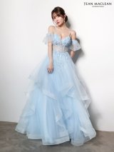 【JEAN MACLEAN/ジャンマクレーン】パフスリーブ付き/ 2way/ オフショル/ キャミ/ シアー/ フラワー刺繍/ フリル/ レース/ チュール/ フレア/ プリンセス/ ロングドレス/ キャバドレス long[OF2A]