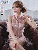 【予約商品/2月下旬発送予定】XSサイズあり【IRMA/イルマ】オーガンジー/ アメスリ/ リボン/ シアー/ ノースリーブ/ タイト/ ミニドレス/ キャバドレス[OF2A]