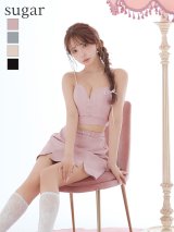 【予約商品/2月下旬発送予定】XSサイズあり【IRMA/イルマ】ストーン付きツイル/ セットアップ/ ビジューボタン/ キャミソール/ 台形スカート/ ミニドレス/ キャバドレス[OF2A]