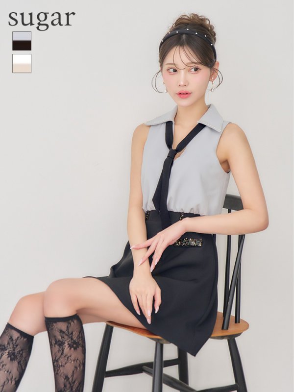 ライトグレーxブラック　モデル：るりぴ　身長：165cm　着用サイズ：Sサイズ