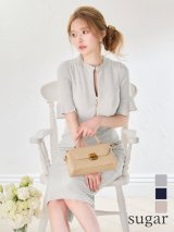 【予約商品/2月下旬発送予定】Lサイズあり【JEAN MACLEAN/ジャンマクレーン】 ラメニット/ 半袖/ バストジップ/ ひざ丈/ ストレッチ/ タイト/ ミディアムドレス/ キャバドレス[OF2A]