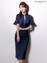【予約商品/2月下旬発送予定】Lサイズあり【JEAN MACLEAN/ジャンマクレーン】 ラメニット/ 半袖/ バストジップ/ ひざ丈/ ストレッチ/ タイト/ ミディアムドレス/ キャバドレス[OF2A]