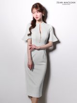 【予約商品/2月下旬発送予定】Lサイズあり【JEAN MACLEAN/ジャンマクレーン】 ラメニット/ 半袖/ バストジップ/ ひざ丈/ ストレッチ/ タイト/ ミディアムドレス/ キャバドレス[OF2A]