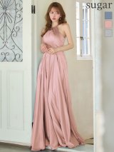 【JEAN MACLEAN/ジャンマクレーン】ストレッチサテン/ ワンカラー/ フレア/ アメスリ/ ロング/ キャバドレス long[OF2A]