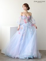 【JEAN MACLEAN/ジャンマクレーン】 2way/ 長袖/ パフスリーブ/ ベア/ ネット/ レース/ ビジュー/ 花柄/ フレア/ プリンセス/ ロングドレス/ キャバドレス long[OF2A]