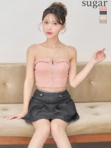 XSサイズあり【IRMA/イルマ】セットアップ/ バイカラー/ ラインストーン/ フロントジップ/ プリーツ/ フレア/ ミニドレス/ キャバドレス[OF2A]