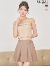 XSサイズあり【IRMA/イルマ】セットアップ/ バイカラー/ ラインストーン/ フロントジップ/ プリーツ/ フレア/ ミニドレス/ キャバドレス[OF2A]